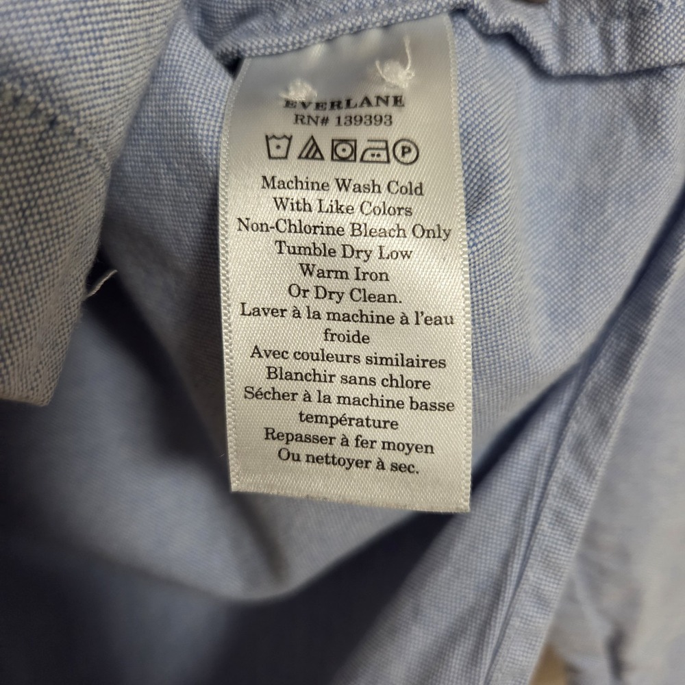 Everlane 100% Organic Cotton Button Up Denim Shirt In Baby Blue - Picture 7 of 9